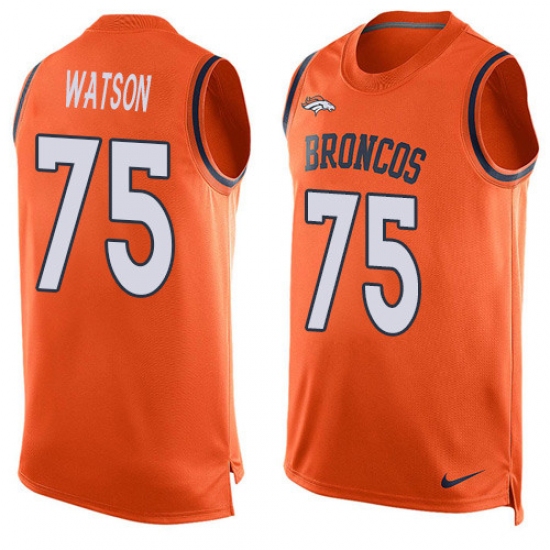Men's Nike Denver Broncos #75 Menelik Watson Limited Orange Player Name & Number Tank Top NFL Jersey - Ujersey