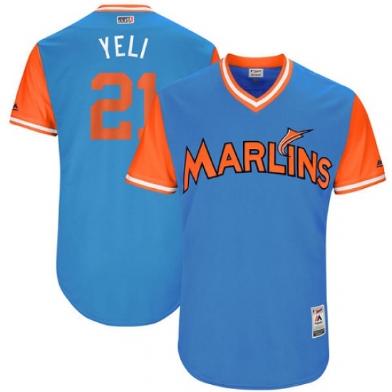 Men's Majestic Miami Marlins #21 Christian Yelich 