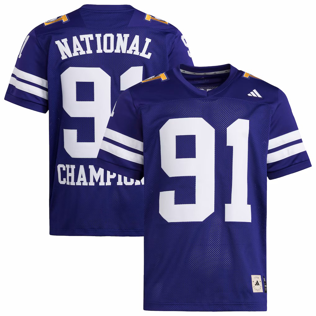 Men's adidas Purple Washington Huskies 1991 National Championship Anniversary Icon Football Jersey