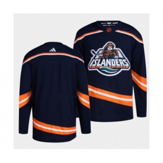 Men's New York Islanders Blank 2022 Navy Reverse Retro 2.0 Stitched Jersey - Ujersey