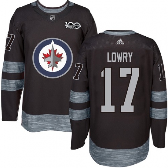 Men's Adidas Winnipeg Jets #17 Adam Lowry Premier Black 1917-2017 100th Anniversary NHL Jersey - Ujersey