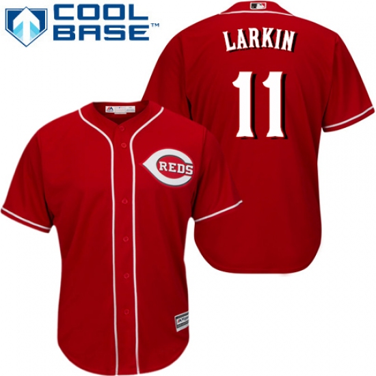 Youth Majestic Cincinnati Reds #11 Barry Larkin Authentic Red Alternate Cool Base MLB Jersey - Ujersey