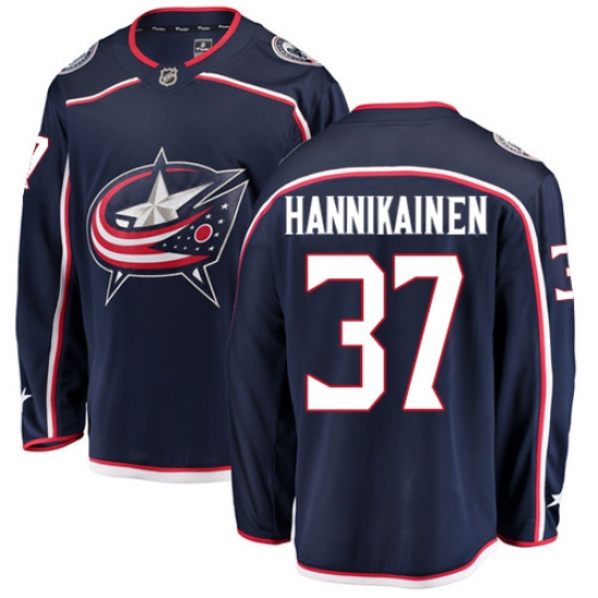 Men's Columbus Blue Jackets #37 Markus Hannikainen Fanatics Branded Navy Blue Home Breakaway NHL Jersey - Ujersey
