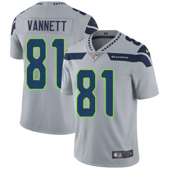 Men's Nike Seattle Seahawks #81 Nick Vannett Grey Alternate Vapor Untouchable Limited Player NFL Jersey - Ujersey