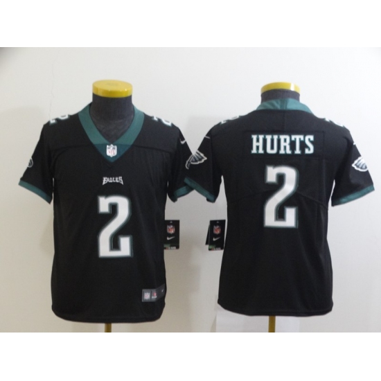 Youth Philadelphia Eagles #2 Jalen Hurts Black Alternate Vapor Untouchable Limited Jersey - Ujersey