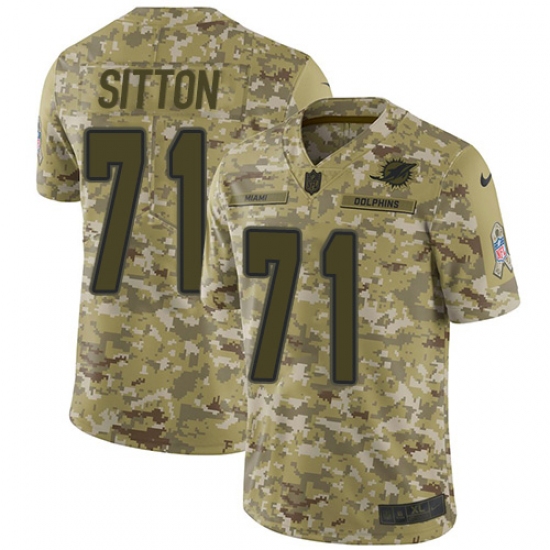 Men's Nike Miami Dolphins #71 Josh Sitton Limited Camo 2018 Salute to Service NFL Jersey - Ujersey