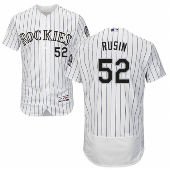 Men's Majestic Colorado Rockies #52 Chris Rusin White Home Flex Base Authentic Collection MLB Jersey - Ujersey