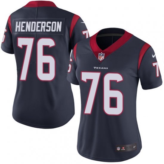 Women's Nike Houston Texans #76 Seantrel Henderson Navy Blue Team Color Vapor Untouchable Limited Player NFL Jersey - Ujersey