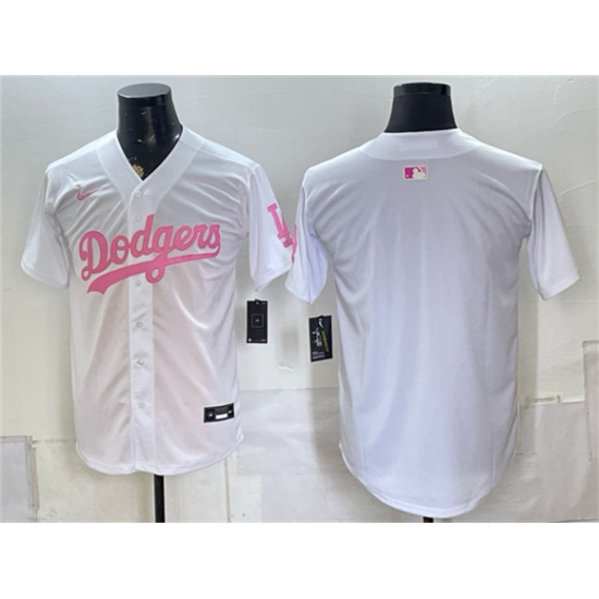Men's Los Angeles Dodgers Blank White Pink Vapor Limited Stitched Baseball Jersey