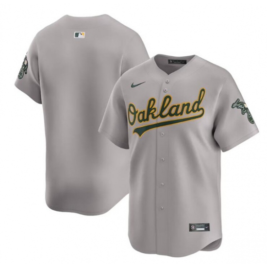 Men's Oakland Athletics Blank Gray Away Limited Stitched Jersey - Ujersey