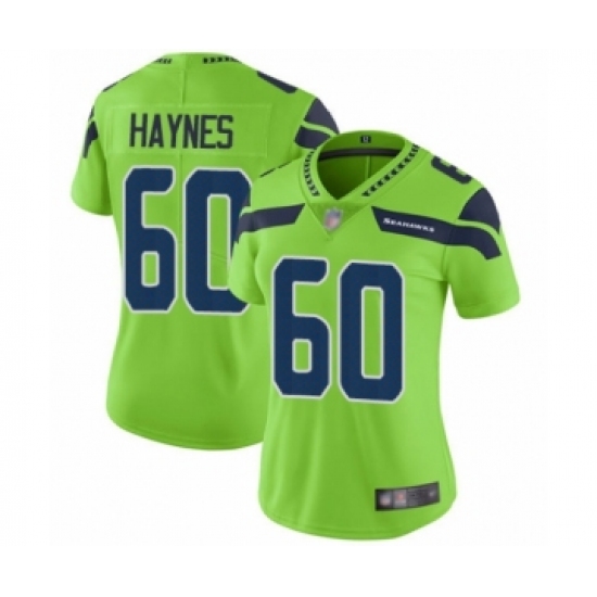 Women's Seattle Seahawks #60 Phil Haynes Limited Green Rush Vapor Untouchable Football Jersey - Ujersey
