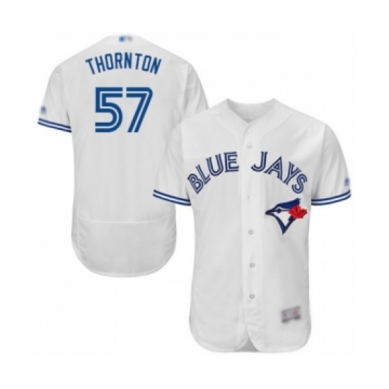 Men's Toronto Blue Jays #57 Trent Thornton White Home Flex Base Authentic Collection Baseball Player Jersey - Ujersey