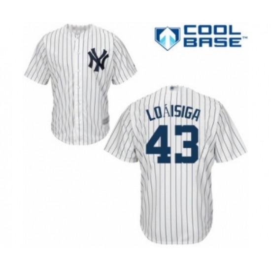Youth New York Yankees #43 Jonathan Loaisiga Authentic White Home Baseball Player Jersey - Ujersey