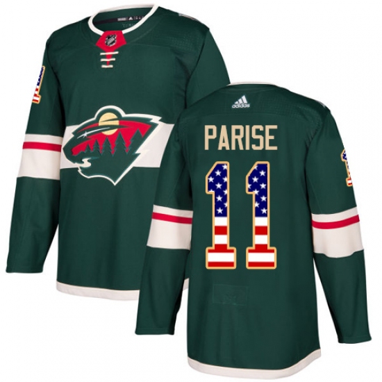 Youth Adidas Minnesota Wild #11 Zach Parise Authentic Green USA Flag Fashion NHL Jersey