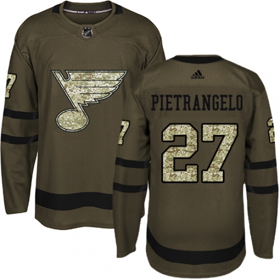 Men's Adidas St. Louis Blues #27 Alex Pietrangelo Authentic Green Salute to Service NHL Jersey - Ujersey