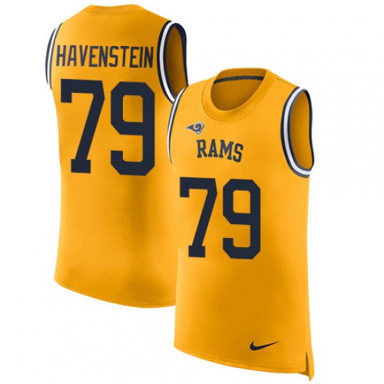 Men's Nike Los Angeles Rams #79 Rob Havenstein Limited Gold Rush Player Name & Number Tank Top NFL Jersey - Ujersey