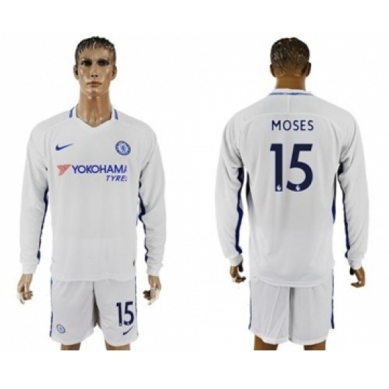 Chelsea #15 Moses Away Long Sleeves Soccer Club Jersey