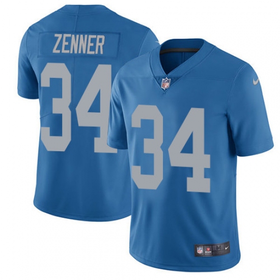 Men's Nike Detroit Lions #34 Zach Zenner Limited Blue Alternate Vapor Untouchable NFL Jersey - Ujersey