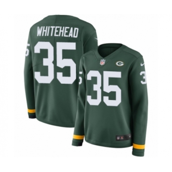 Women's Nike Green Bay Packers #35 Jermaine Whitehead Limited Green Therma Long Sleeve NFL Jersey - Ujersey