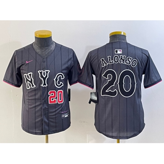 Youth New York Mets #20 Pete Alonso Number Grey 2024 City Connect Cool Base Stitched Jerseys - Ujersey