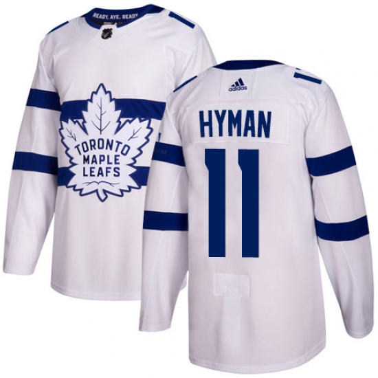 Men's Adidas Toronto Maple Leafs #11 Zach Hyman Authentic White 2018 Stadium Series NHL Jersey - Ujersey