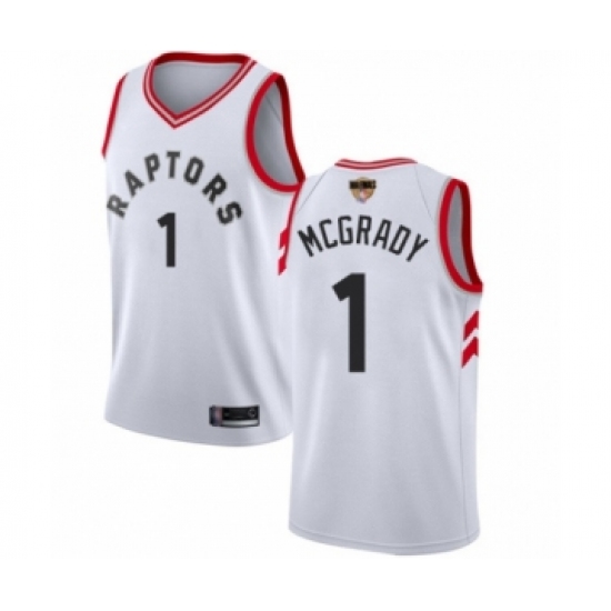 Men's Toronto Raptors #1 Tracy Mcgrady Swingman White 2019 Basketball Finals Bound Jersey - Association Edition - Ujersey