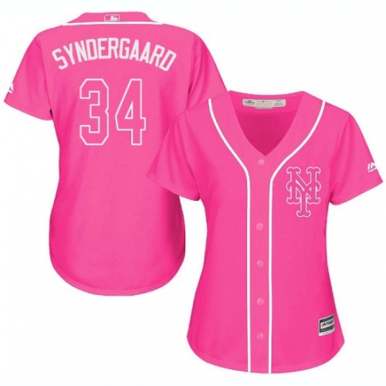 Women's Majestic New York Mets #34 Noah Syndergaard Authentic Pink Fashion Cool Base MLB Jersey - Ujersey