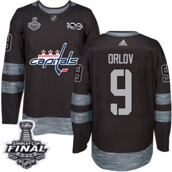 Men's Adidas Washington Capitals #9 Dmitry Orlov Authentic Black 1917-2017 100th Anniversary 2018 Stanley Cup Final NHL Jersey - Ujersey