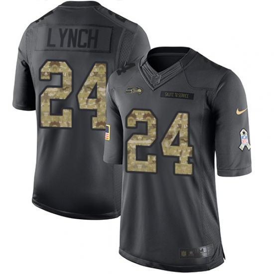 Youth Nike Seattle Seahawks #24 Marshawn Lynch Limited Black 2016 Salute to Service NFL Jersey