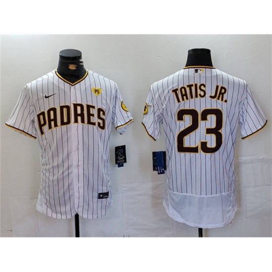 Men's San Diego Padres #23 Fernando Tatis Jr. White With PS Flex Base Stitched Baseball Jersey - Ujersey