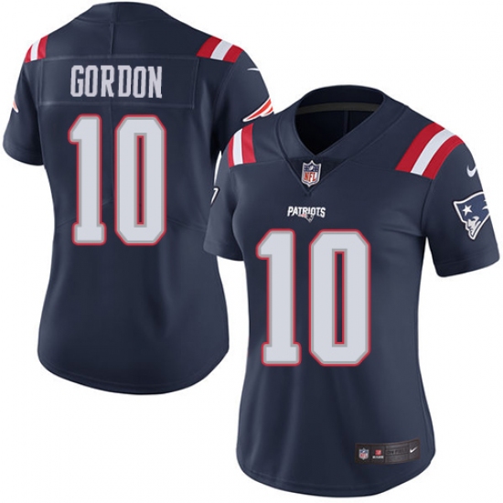 Women's Nike New England Patriots #10 Josh Gordon Limited Navy Blue Rush Vapor Untouchable NFL Jersey - Ujersey