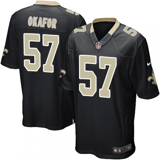 Men's Nike New Orleans Saints #91 Alex Okafor Game Black Team Color NFL Jersey - Ujersey