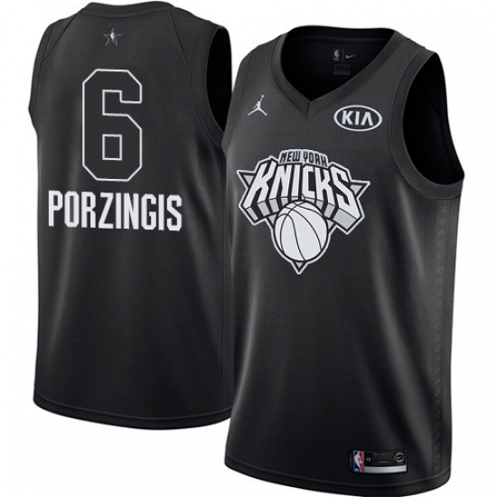Men's Nike Jordan New York Knicks #6 Kristaps Porzingis Swingman Black 2018 All-Star Game NBA Jersey