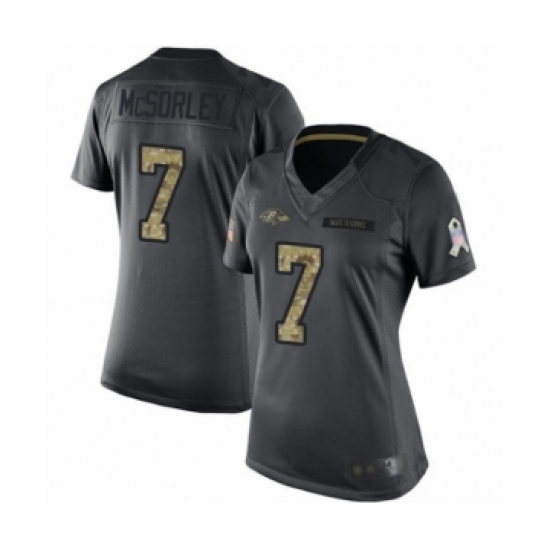 Women's Baltimore Ravens #7 Trace McSorley Limited Black 2016 Salute to Service Football Jersey - Ujersey