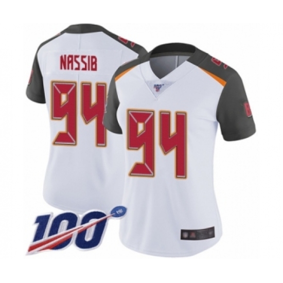 Women's Tampa Bay Buccaneers #94 Carl Nassib White Vapor Untouchable Limited Player 100th Season Football Jersey - Ujersey