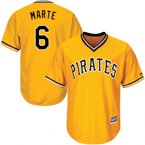 Men's Majestic Pittsburgh Pirates #6 Starling Marte Replica Gold Alternate Cool Base MLB Jersey - Ujersey