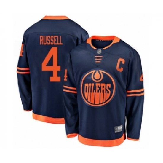 Youth Edmonton Oilers #4 Kris Russell Authentic Navy Blue Alternate Fanatics Branded Breakaway Hockey Jersey - Ujersey