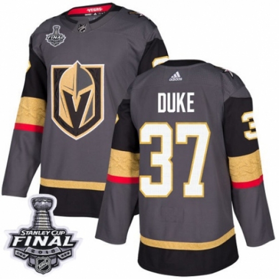 Youth Adidas Vegas Golden Knights #37 Reid Duke Authentic Gray Home 2018 Stanley Cup Final NHL Jersey - Ujersey