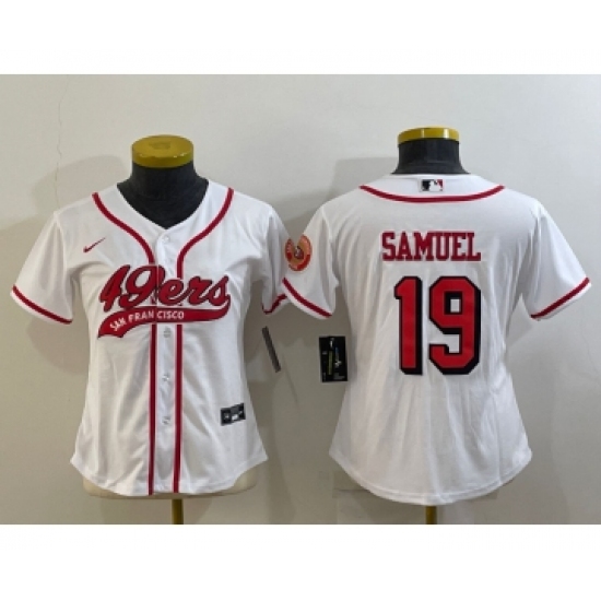 Women's San Francisco 49ers #19 Deebo Samuel White Color Rush With Patch Cool Base Stitched Baseball Jersey - Ujersey