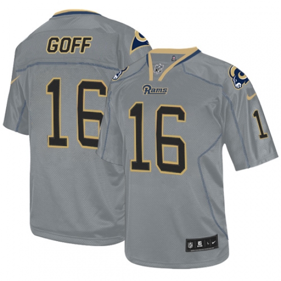 Men's Nike Los Angeles Rams #16 Jared Goff Elite Lights Out Grey NFL Jersey - Ujersey