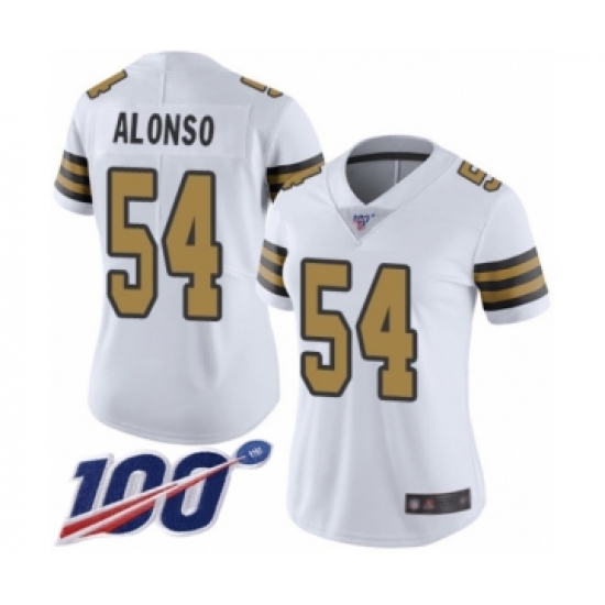 Women's New Orleans Saints #54 Kiko Alonso Limited White Rush Vapor Untouchable 100th Season Football Jersey - Ujersey