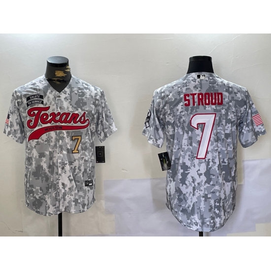 Men's Houston Texans #7 CJ Stroud Arctic Camo 2024 Salute to Service Stitched Baseball Jerseys - Ujersey