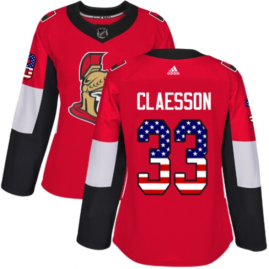 Women's Adidas Ottawa Senators #33 Fredrik Claesson Authentic Red USA Flag Fashion NHL Jersey - Ujersey