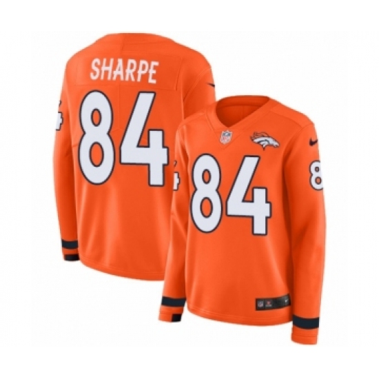 Women's Nike Denver Broncos #84 Shannon Sharpe Limited Orange Therma Long Sleeve NFL Jersey - Ujersey