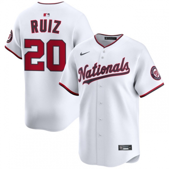Men's Washington Nationals #20 Keibert Ruiz White 2025 Home Limited Stitched Baseball Jersey - Ujersey