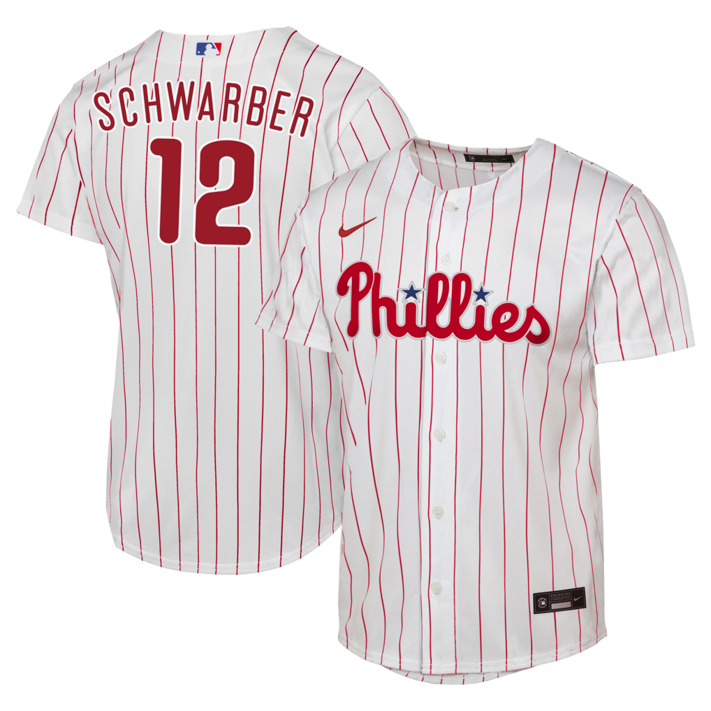 Youth Philadelphia Phillies Kyle Schwarber Nike White Home Replica Jersey - Ujersey