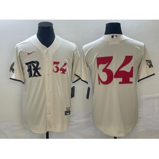 Men's Texas Rangers #34 Nolan Ryan Number Cream 2023 City Connect Stitched Baseball Jerseys - Ujersey