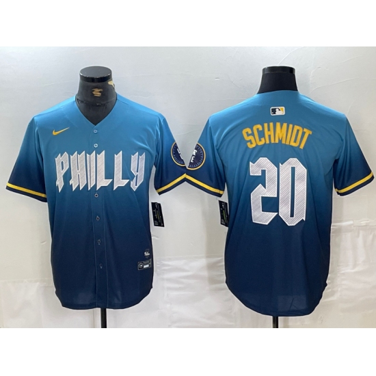 Mens Philadelphia Phillies #20 Mike Schmidt Blue 2024 City Cool Base Jersey