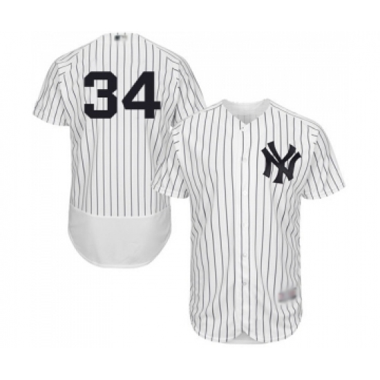 Men's New York Yankees #34 J.A. Happ White Home Flex Base Authentic Collection Baseball Jersey - Ujersey