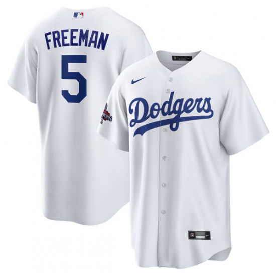 Men's Los Angeles Dodgers #5 Freddie Freeman White 2024 World Series Champions Home Stitched Baseball Jersey - Ujersey